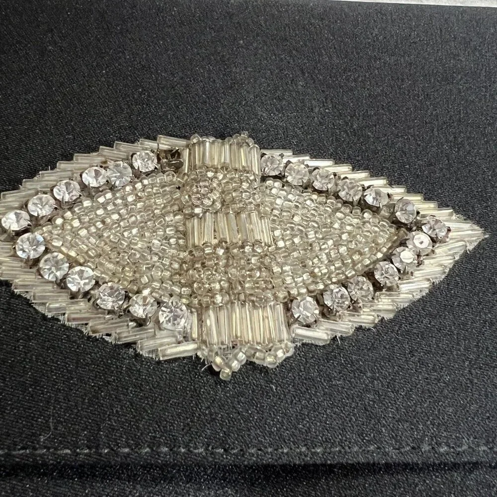 Vintage‎ Givenchy Paris Art Deco Jewel Black Small Evening Bag Clutch Strap Flaw