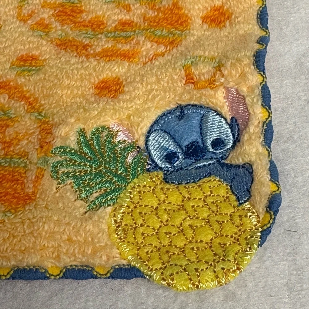 STITCH Small Hand Towel Orange Pineapple Disney Japan Fruit Print