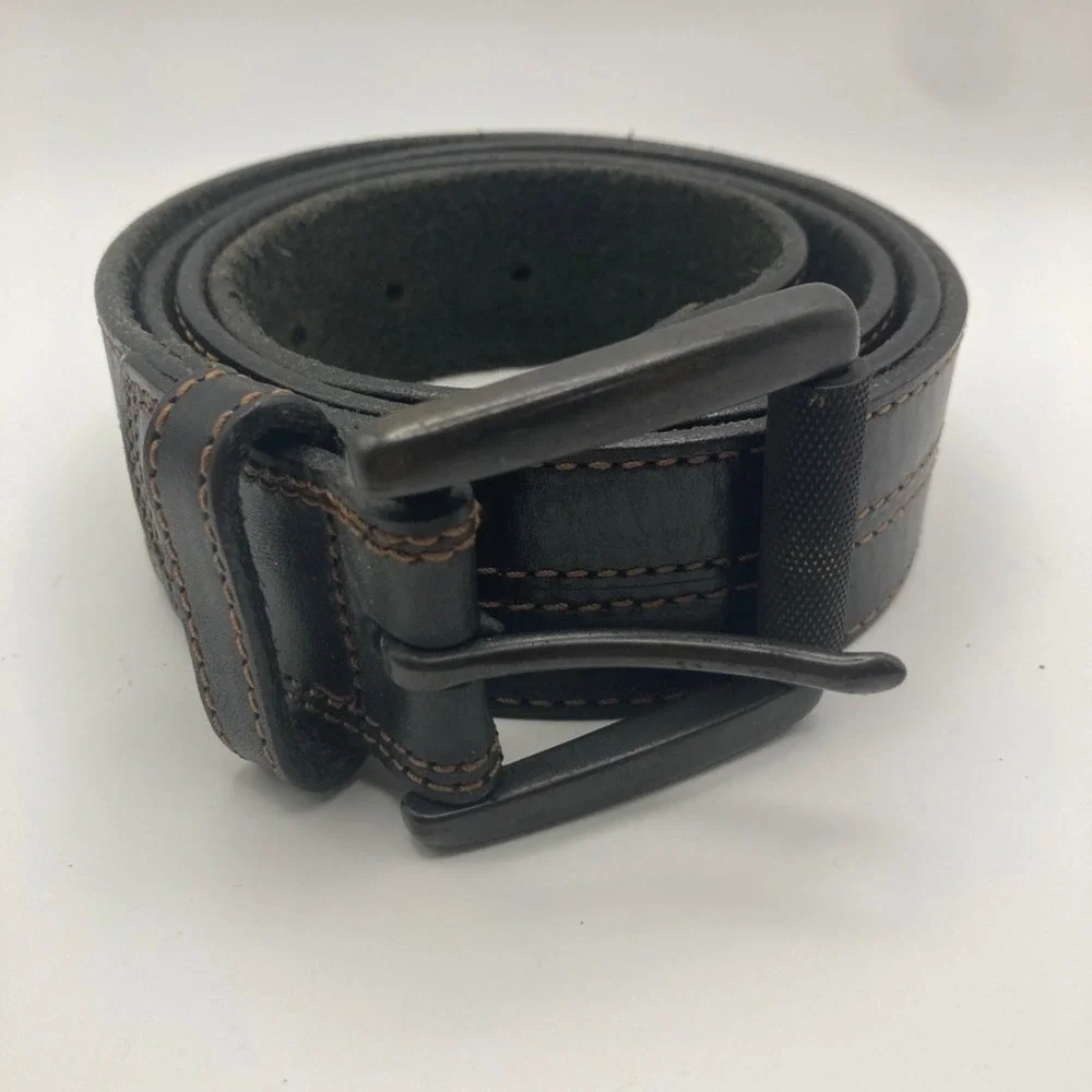 Johnston & Murphy Men's Split Leather Dress Belt 42 Dark Brown‎ Frame Buckle USA
