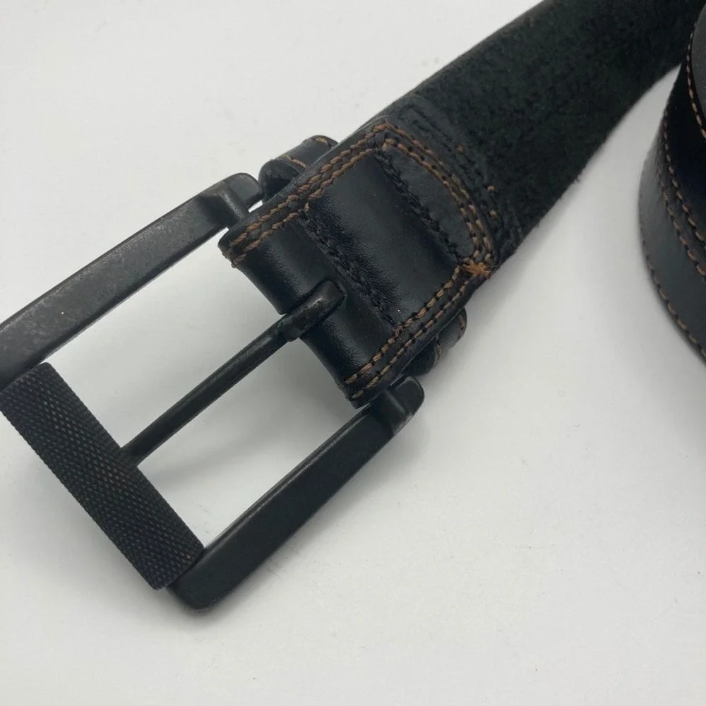 Johnston & Murphy Men's Split Leather Dress Belt 42 Dark Brown‎ Frame Buckle USA