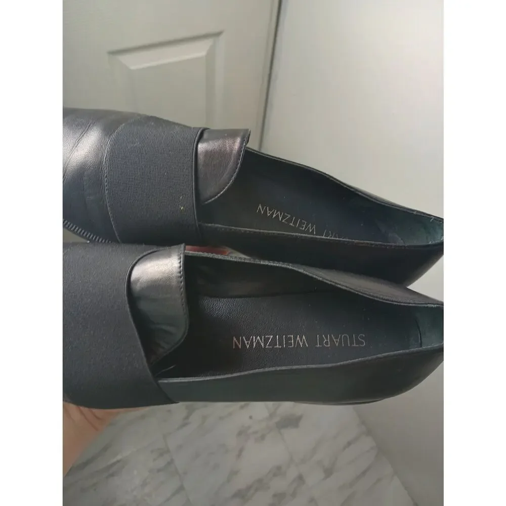 Stuart Weitzman Leather‎ Grosgrain Band Pointed Toe Loafers Flats 8.5 * Flawed