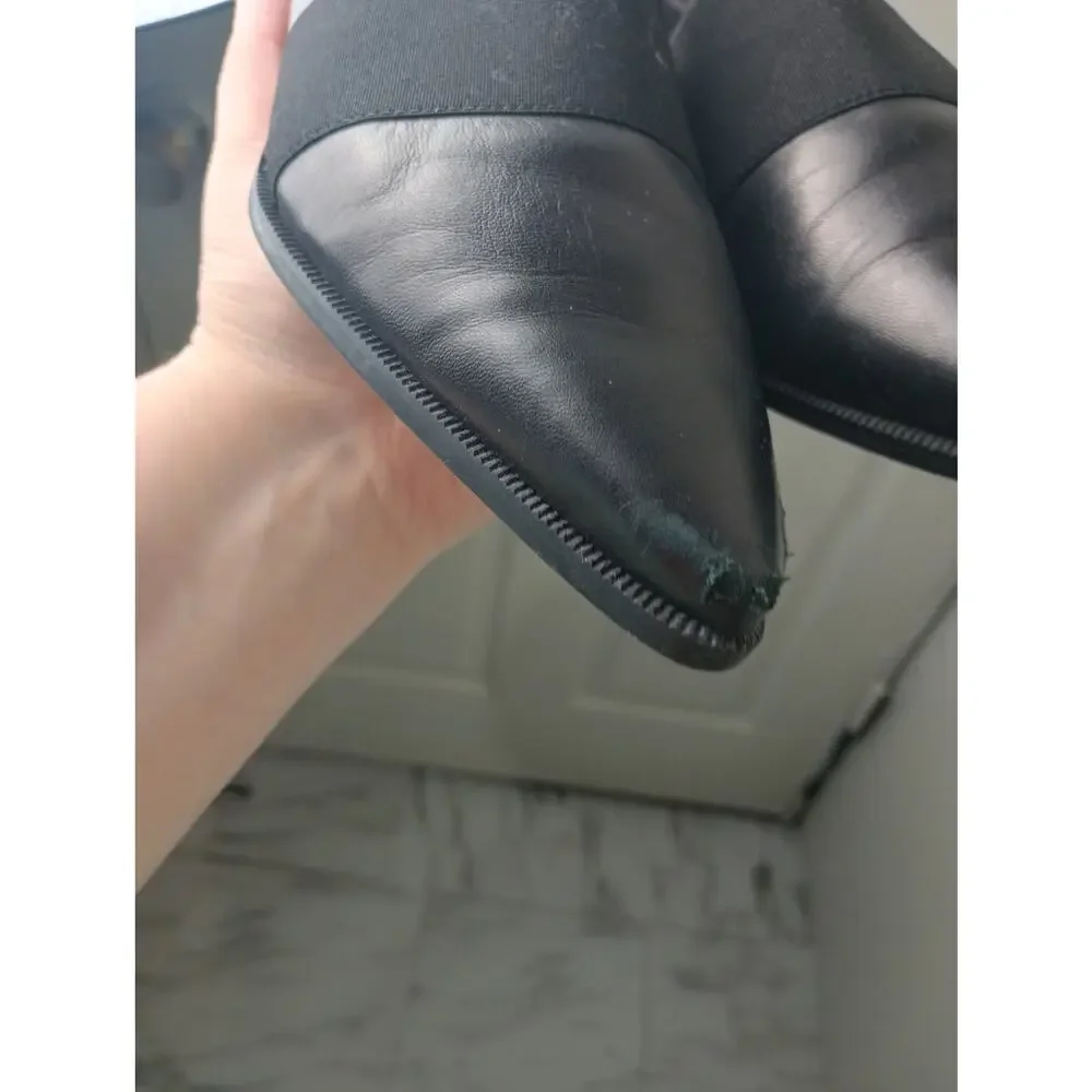 Stuart Weitzman Leather‎ Grosgrain Band Pointed Toe Loafers Flats 8.5 * Flawed