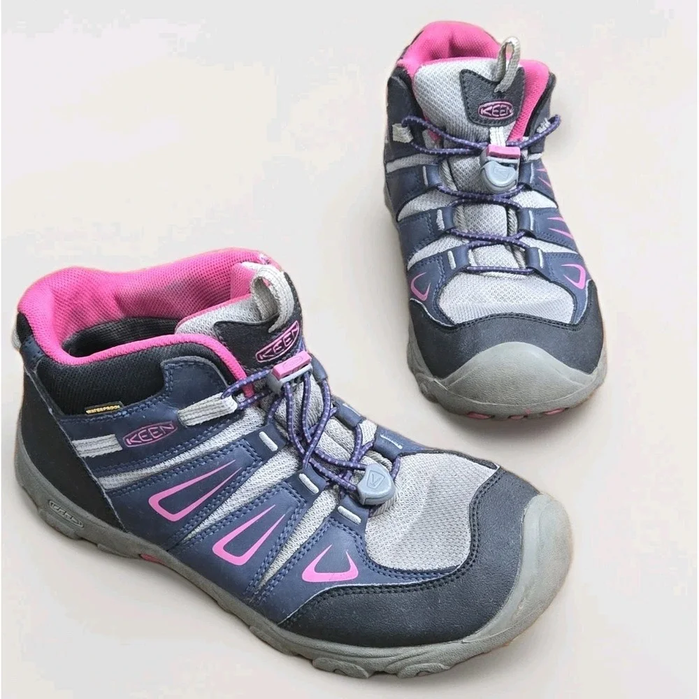 Keen Waterproof Hiking Boots Youth Size 5 Blue Gray‎ Pink Outdoor Nature