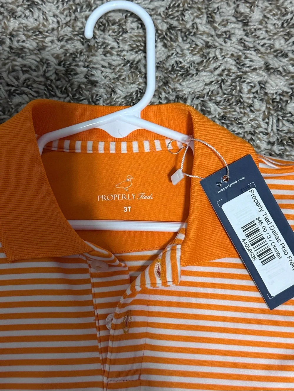 Properly Tied boys orange stripe polo NEW WITH TAGS size 3t