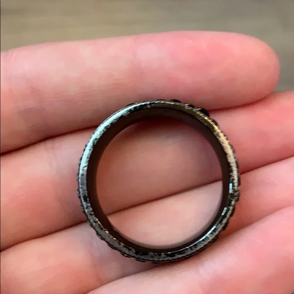 Men’s Black & Silver Chain Link Spinner Ring‎