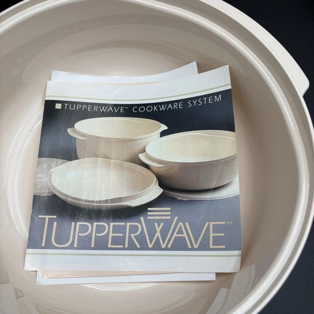 Vintage Tupperware 3 Pc Stackable Cooker In The Microwave Recipe Book Almond
