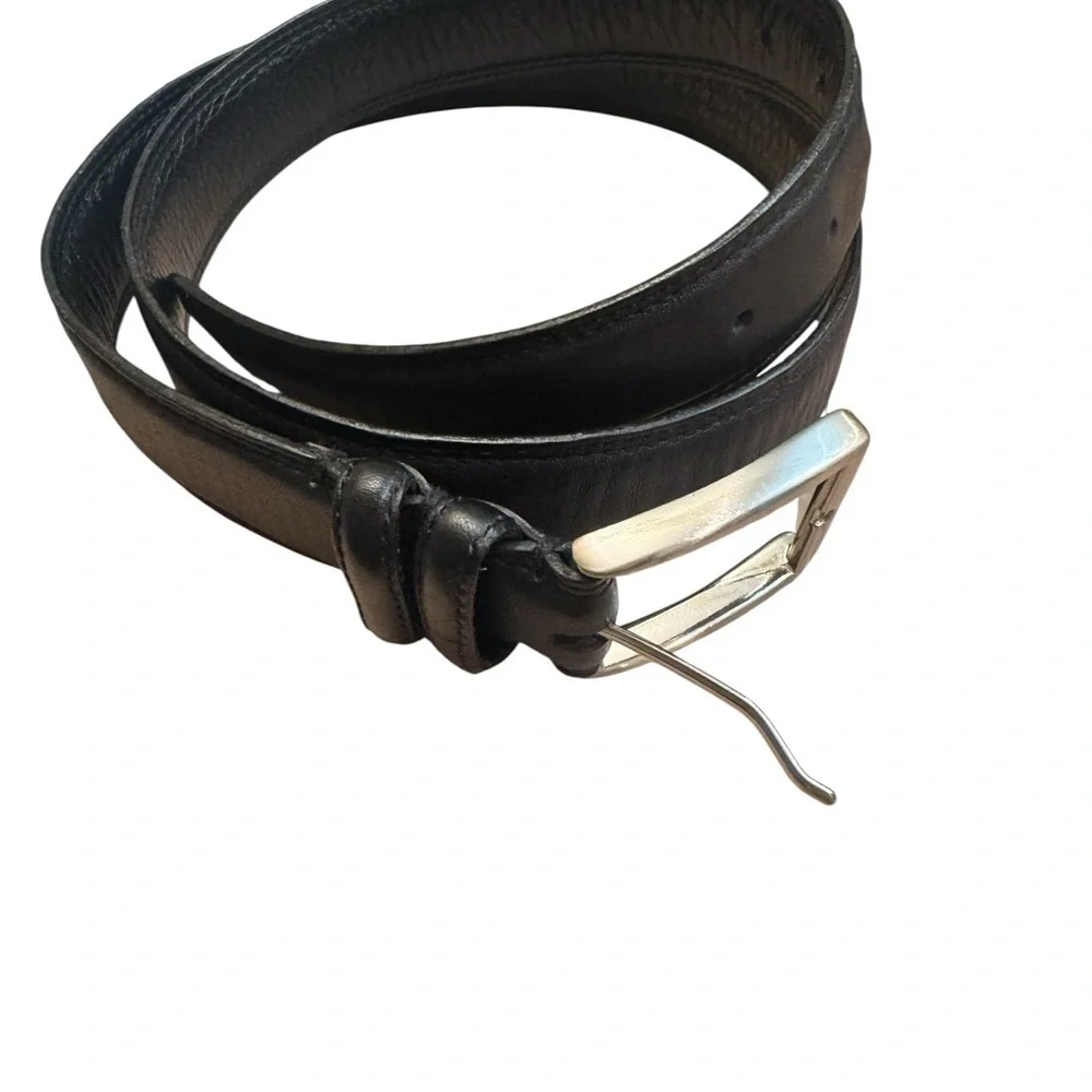 NWOT LEATHER HAND MADE Men’s Hand Polished Buckle Belt Black SZ 36 Luxury EUC