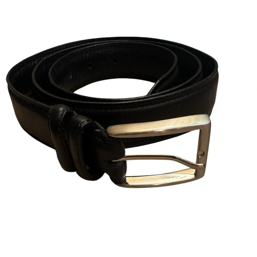 NWOT LEATHER HAND MADE Men’s Hand Polished Buckle Belt Black SZ 36 Luxury EUC