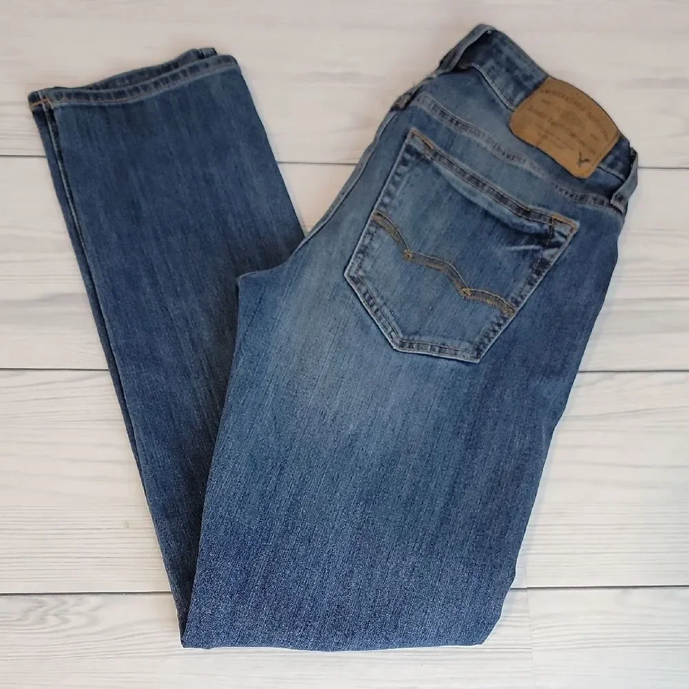 American Eagle 360° Extreme Flex Slim Straight Blue Jeans Womens Size 26