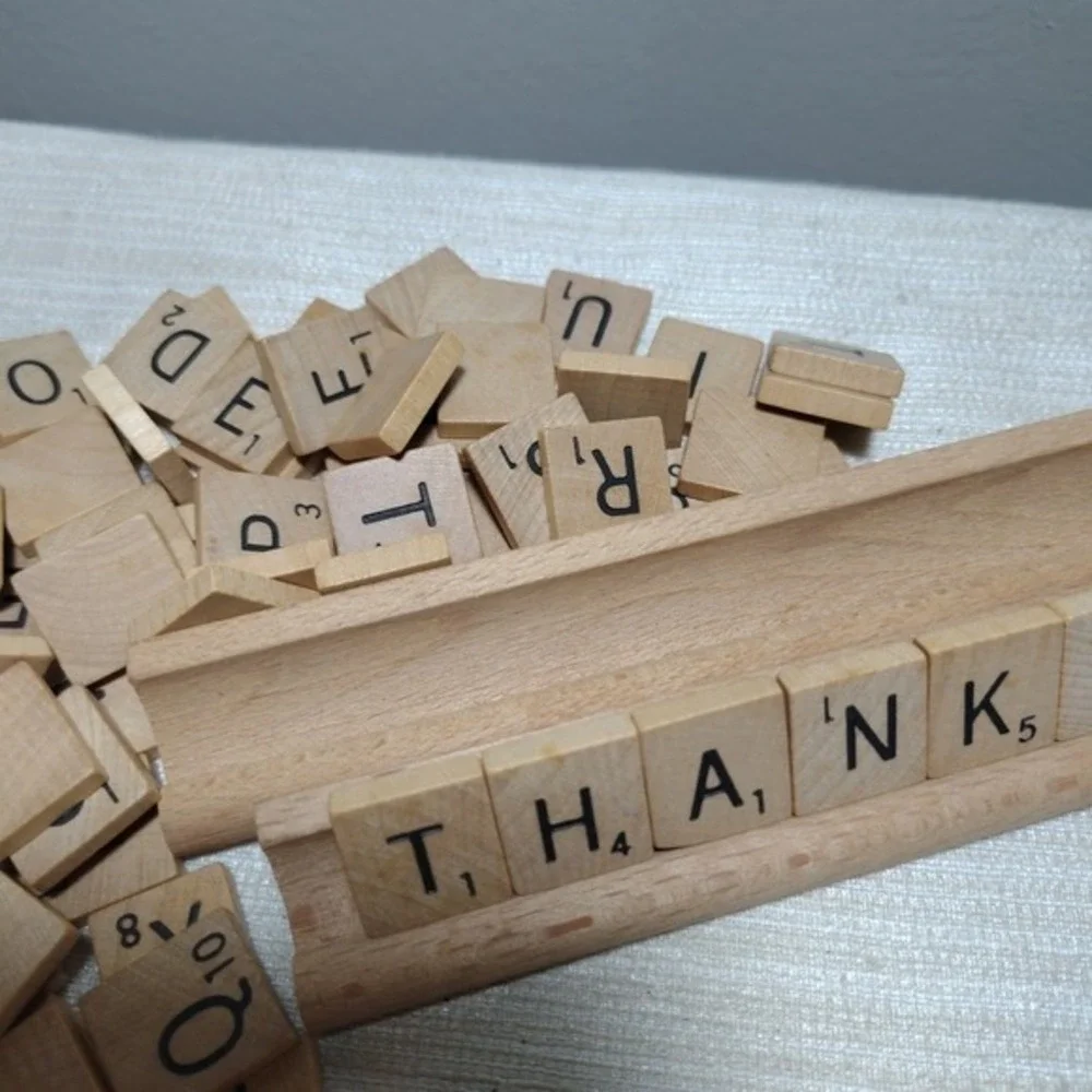 Scrabble Wooden Letter Tiles & 2 Wooden Tile Racks –‎ Crafter's Lot for Fall,...