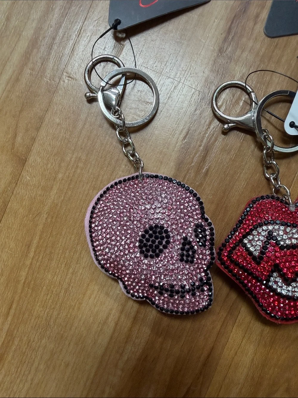 Embellished Pink Skull Keychain - Fashion Accessory