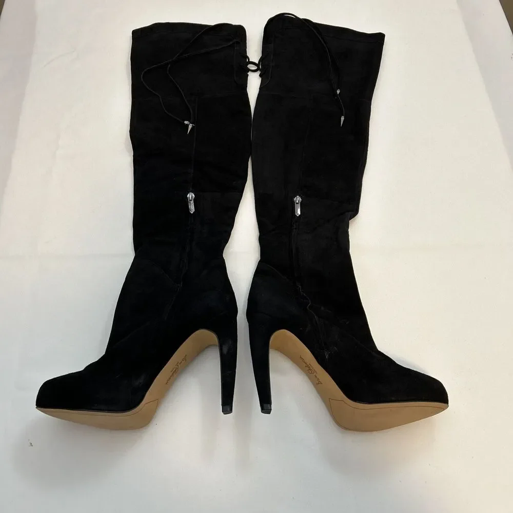 Sam Edelman Women 8.5 M KAYLA Black Suede Over The Knee‎ Boots 3063