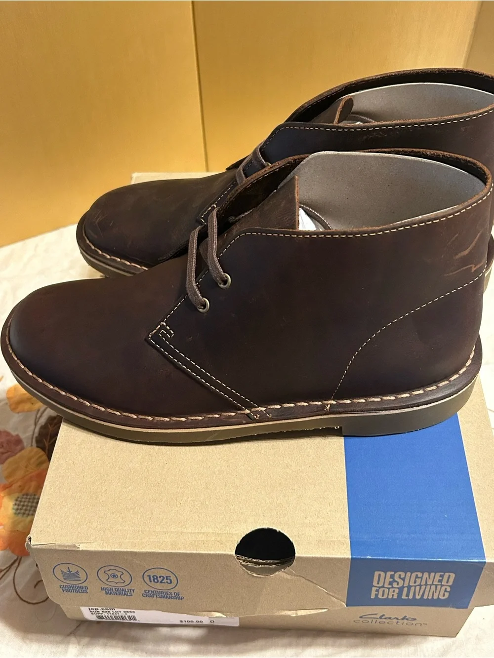 Clarks Shepton Beeswax Leather Chukka Boots Mens Size 7.5M Brown New In Box