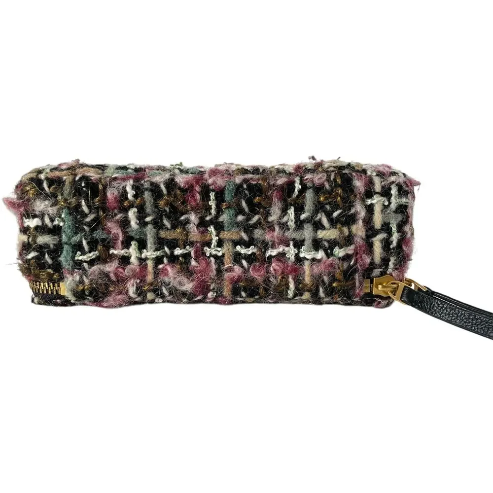 Tory Burch Britten Tweed Small Top Handle Case Bag Crossbody Black Pink