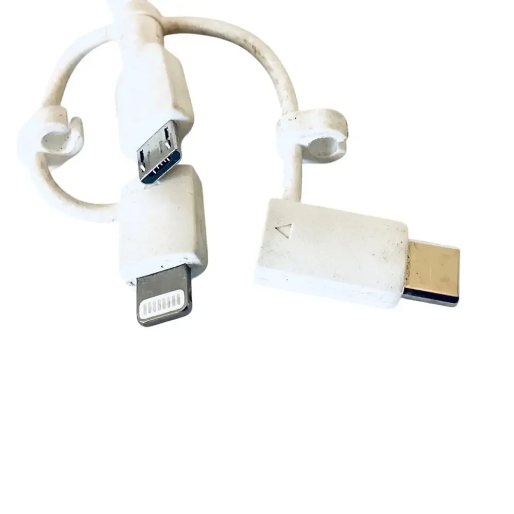 onn. 3' Tri-Tip to USB Cable, Lightning/Type C/Micro USB Cable + Power Adapter