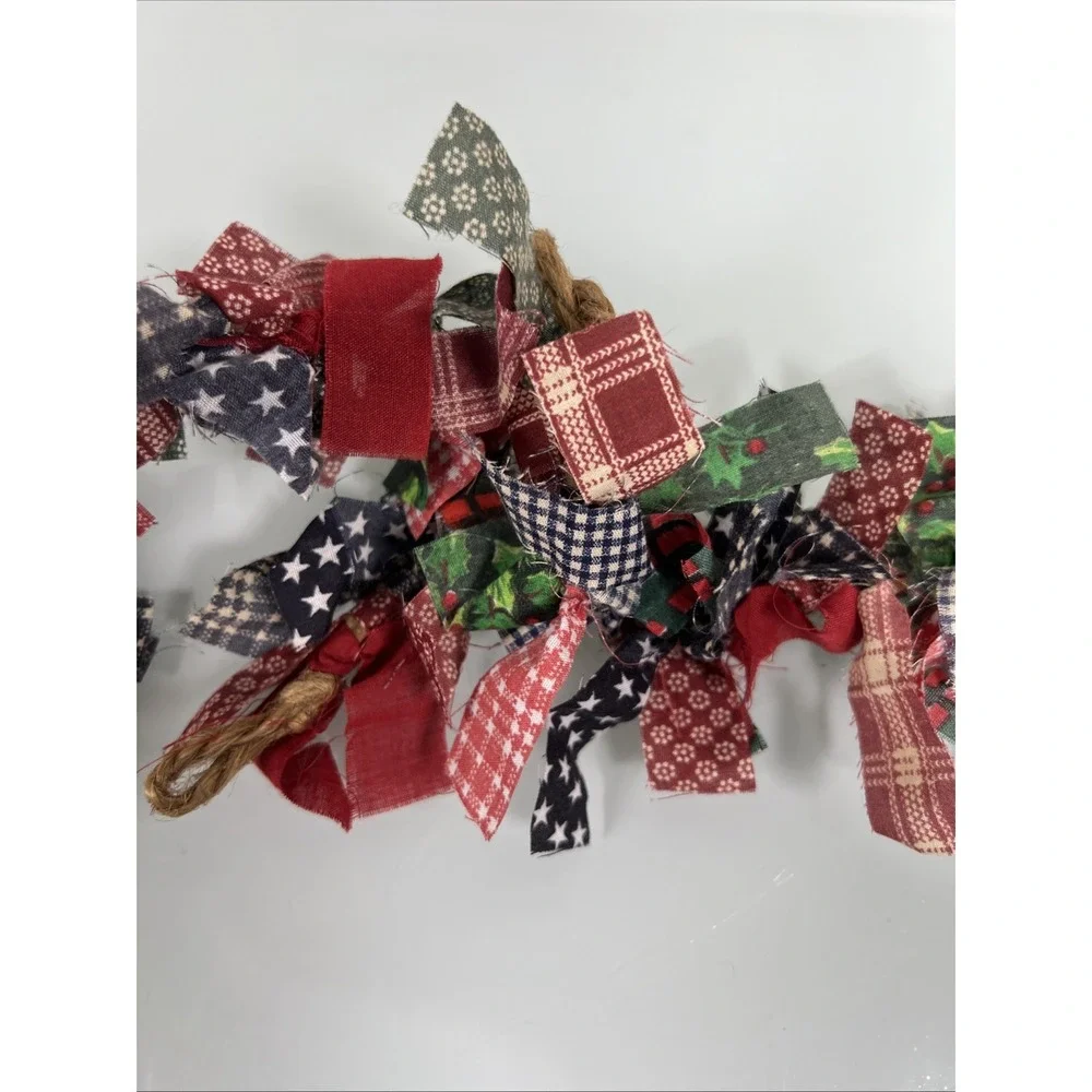 Rustic Primitive Christmas Garland Snowman Americana Farmhouse Decor