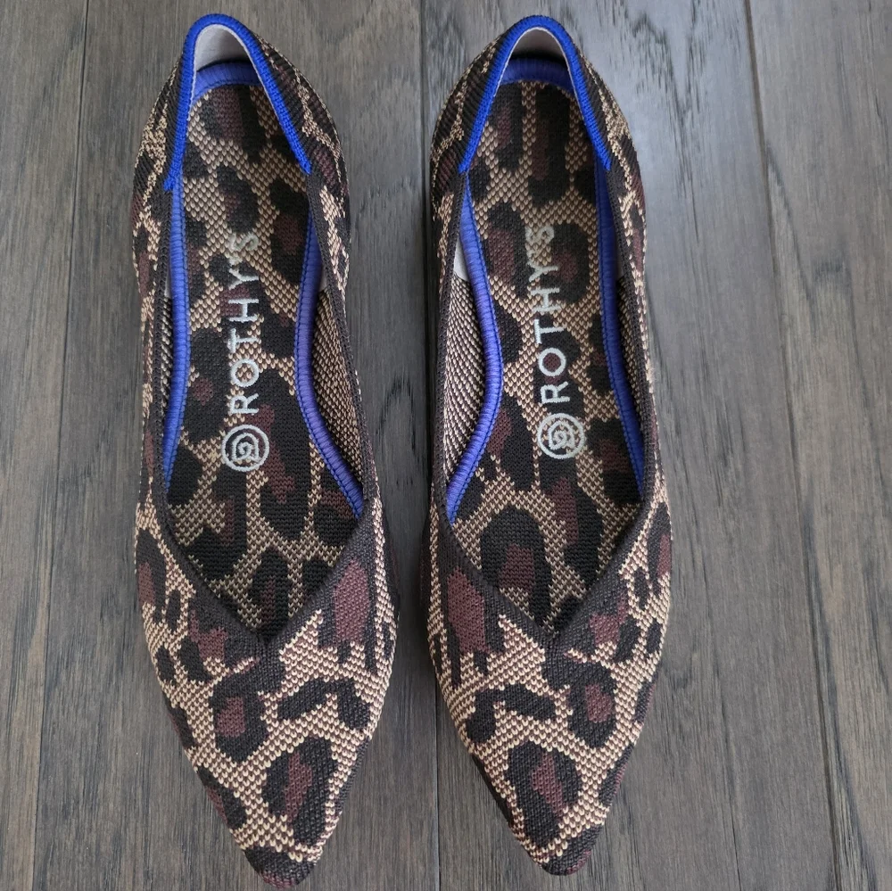 Rothy’s The Point Flats In Retired Wildcat Leopard Print Shoes Size 7