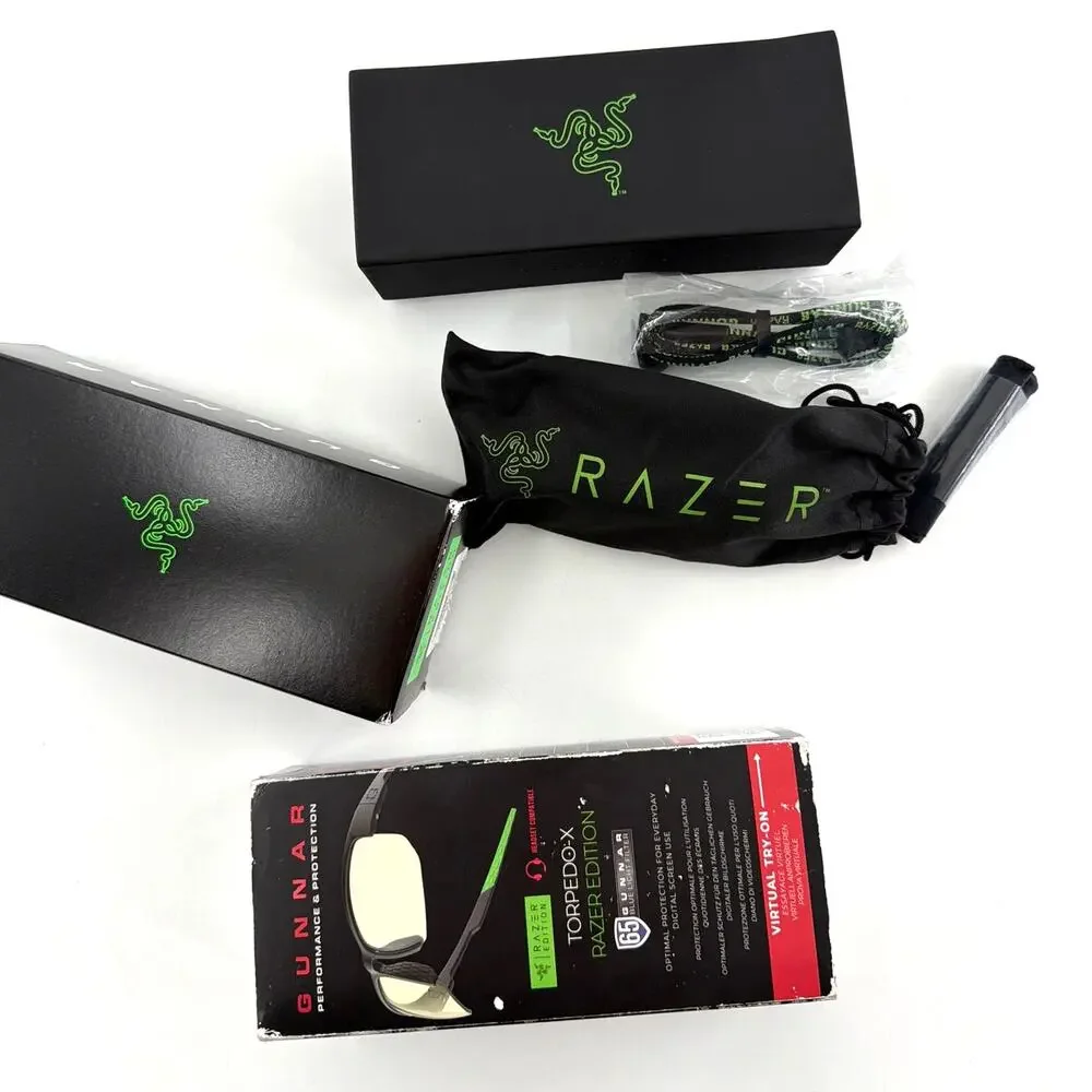 Gunnar Onyx Amber Torpedo-X Razer Edition Bluelight Performance Gaming Glasses