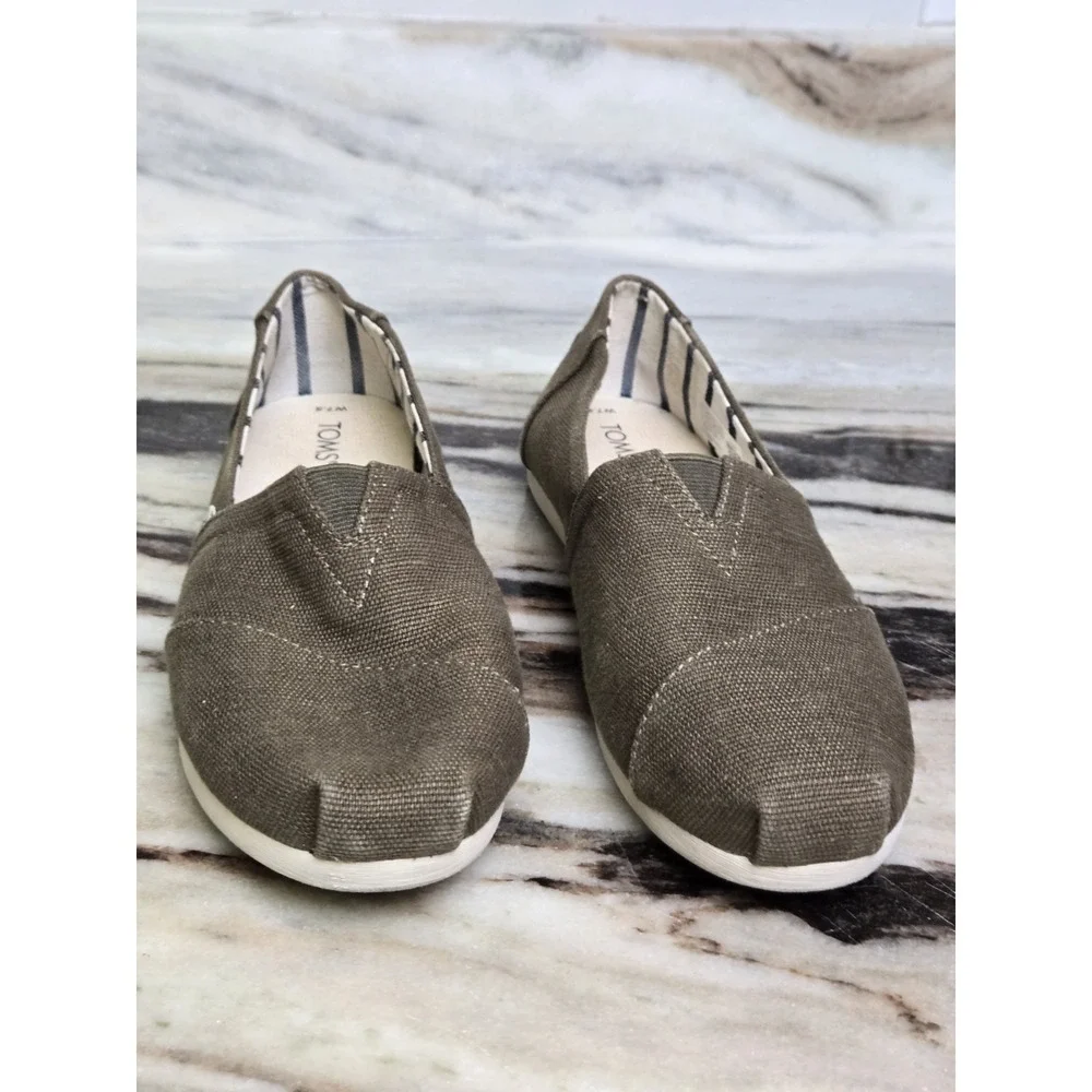 TOMS Alpargata Casual Shoes‎ Womens 7.5 Military Olive Heritage Canvas Slip On