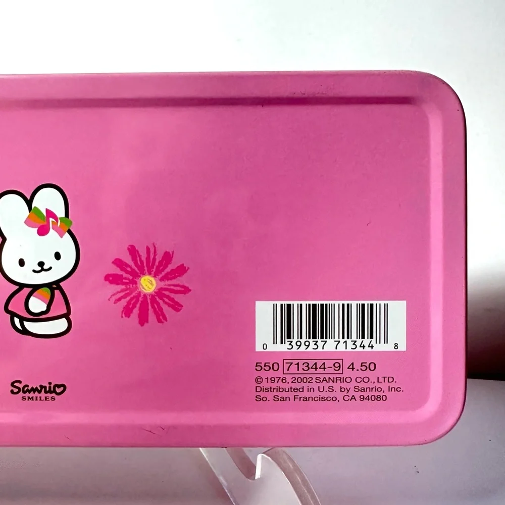 Vintage Sanrio Metal Pencil Box Plaid Daisy Pink Yellow Music Hello Kitty 2002