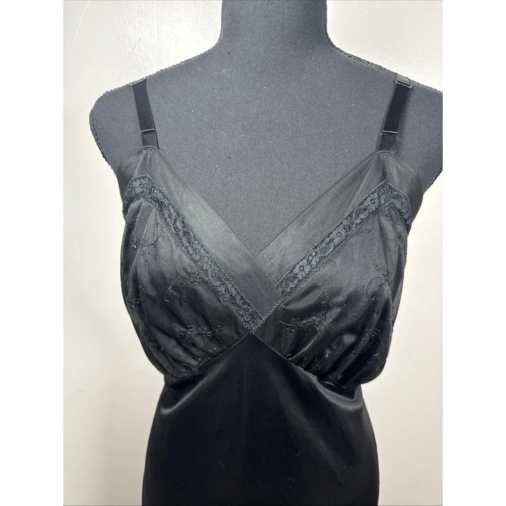 Shadowline Black Slip Dress Lingerie Dark Feminine Size 40 Bust Vintage
