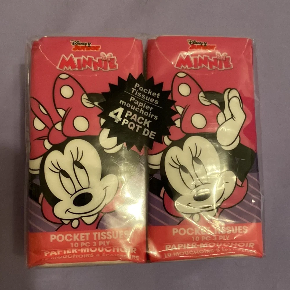 NEW in package - 4 packs Minnie Mouse Travel/Pocket Tissue Packs
