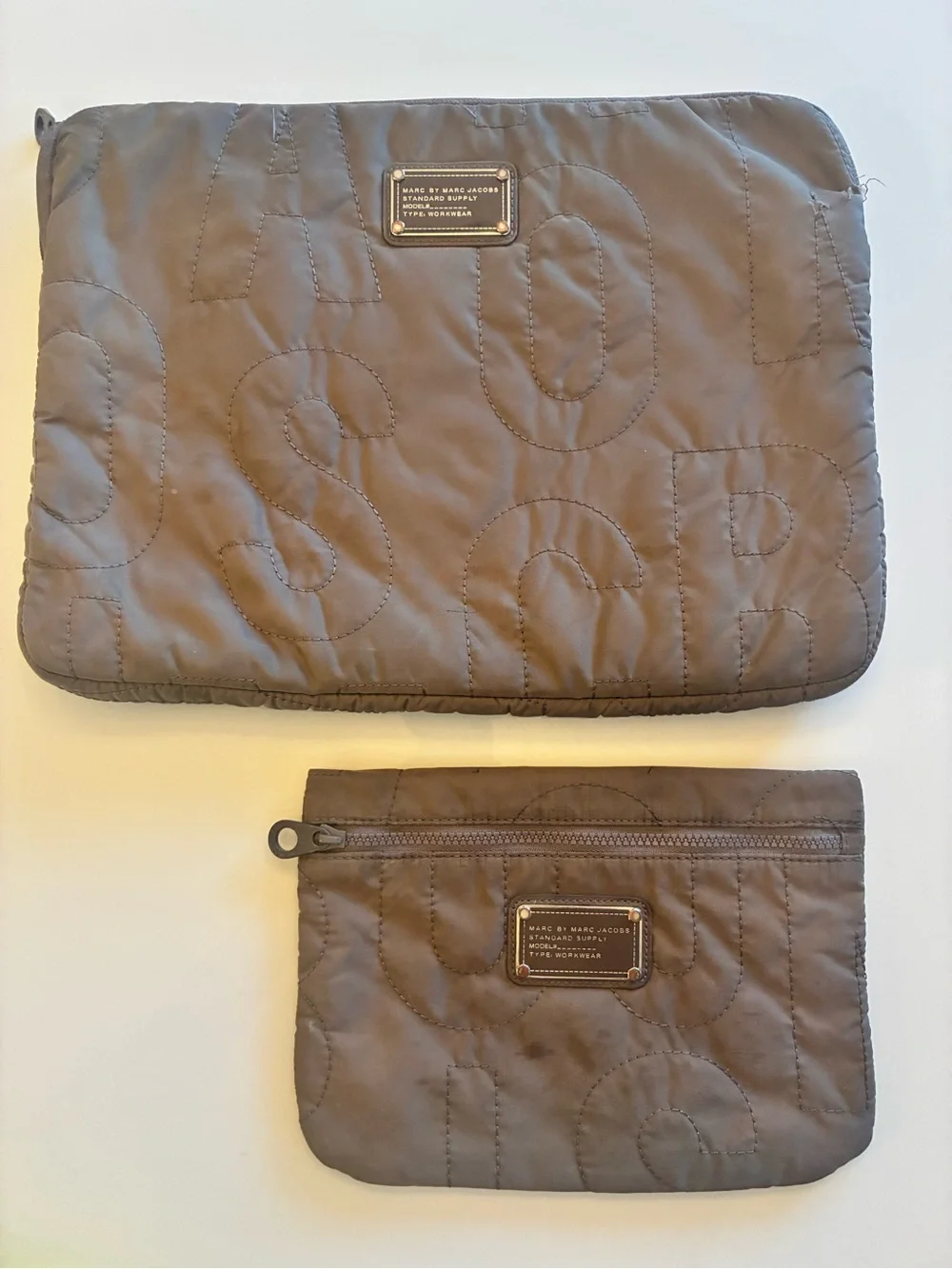 Marc by Marc Jacobs Quilted Pouch Set in Taupe Brown