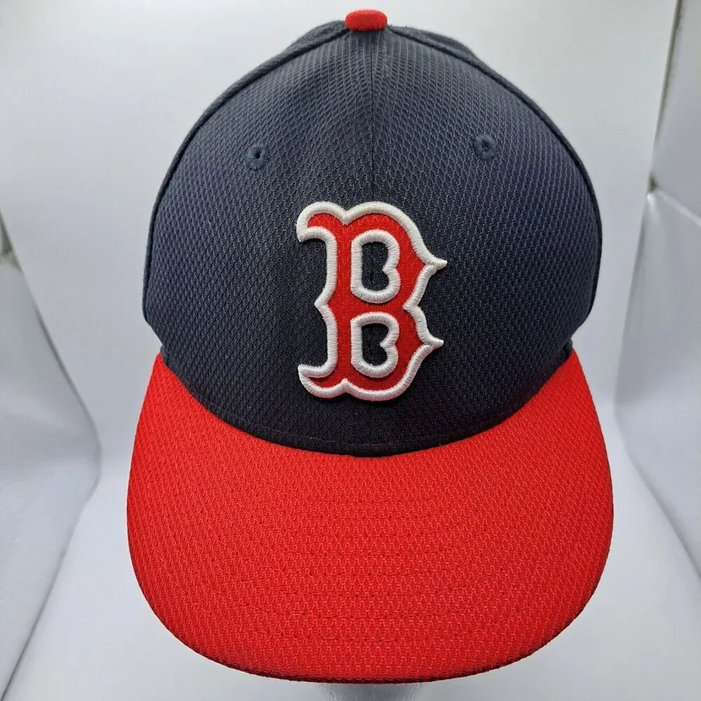 Boston Red Sox Hat Mens Navy Red 6 5/8 Fitted 59Fifty Cap New Era MLB Baseball