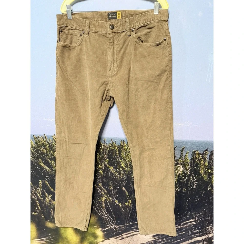 J Crew Corduroy‎ Pants Men 34x34 Brown Slim Fit Preppy