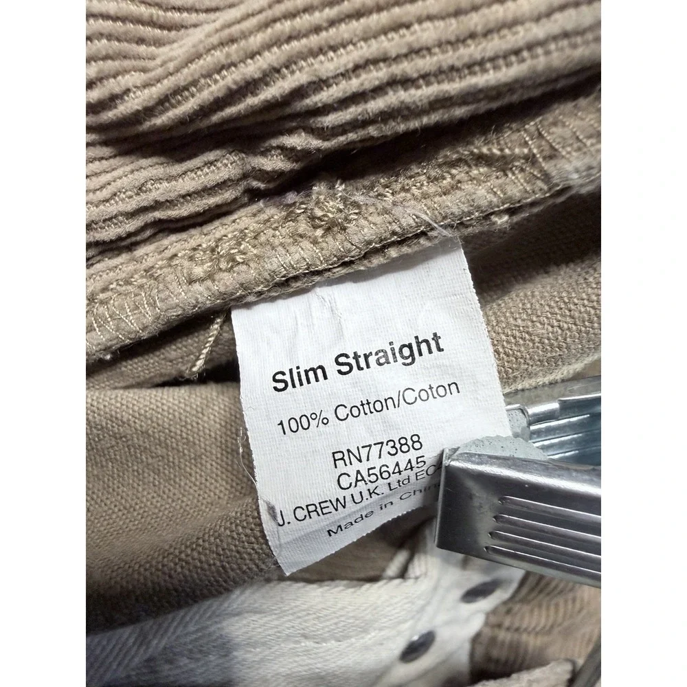 J Crew Corduroy‎ Pants Men 34x34 Brown Slim Fit Preppy