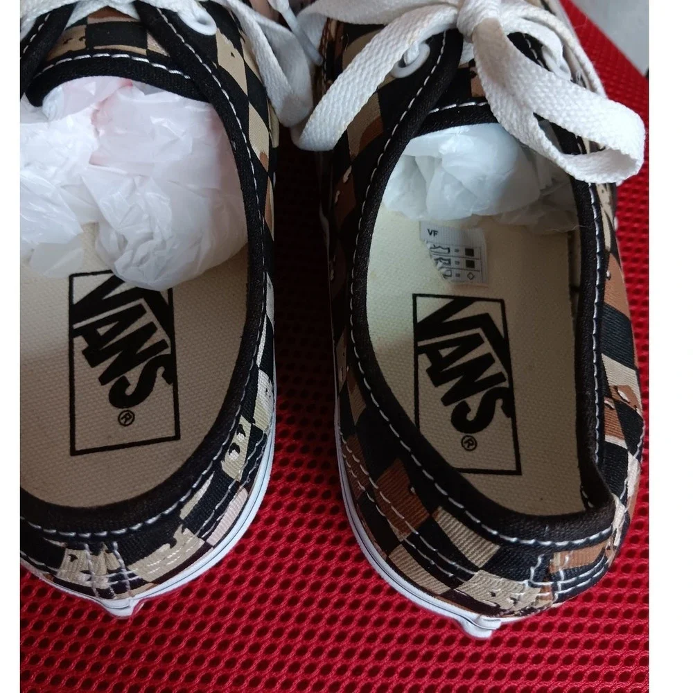 Vans Authentic Sneaker Women 5.5 Men 4.0 Tan Camo Checkerboard Excellent Low Top