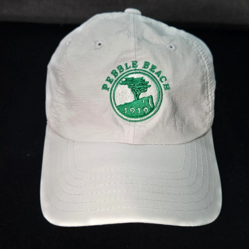 Pebble Beach American Needle Adjustable Golf Cap White California Republic Logo