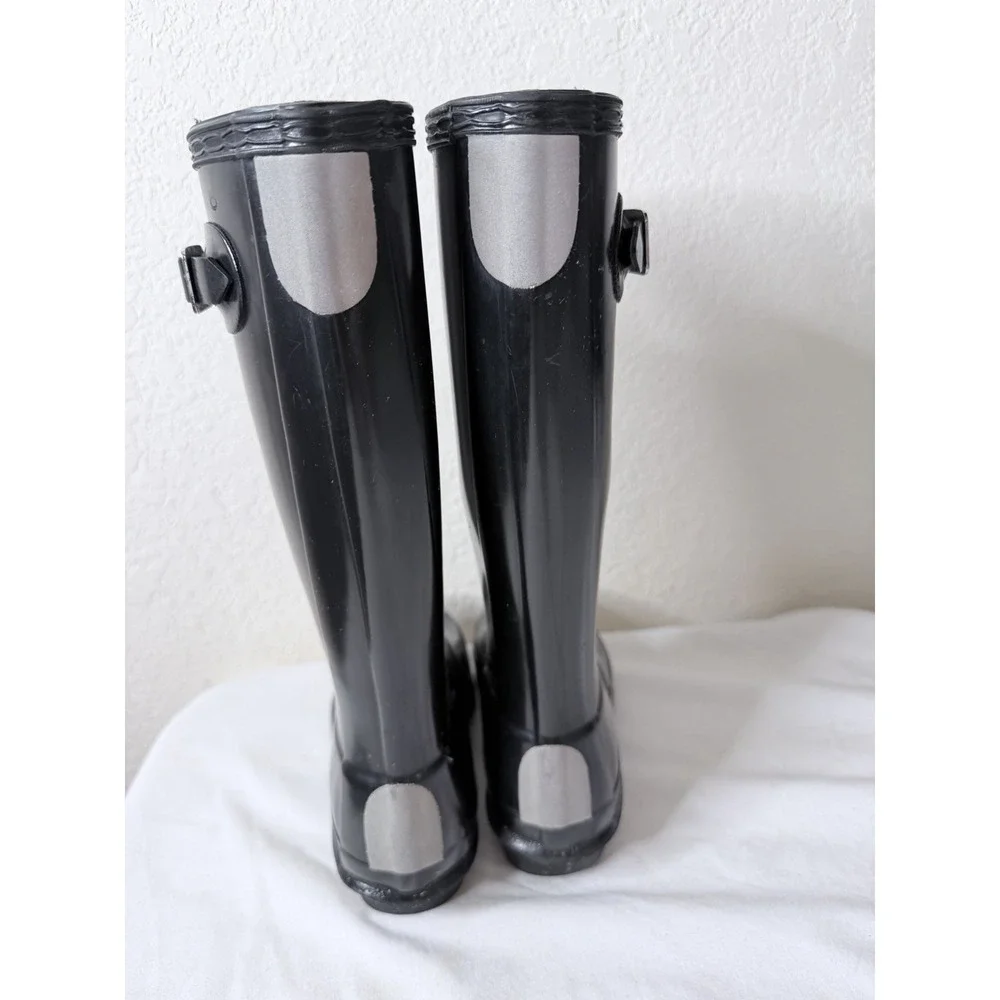 Hunter Big Kids Original Gloss Rain Boots Size 1 Black Waterproof Buckle Strap