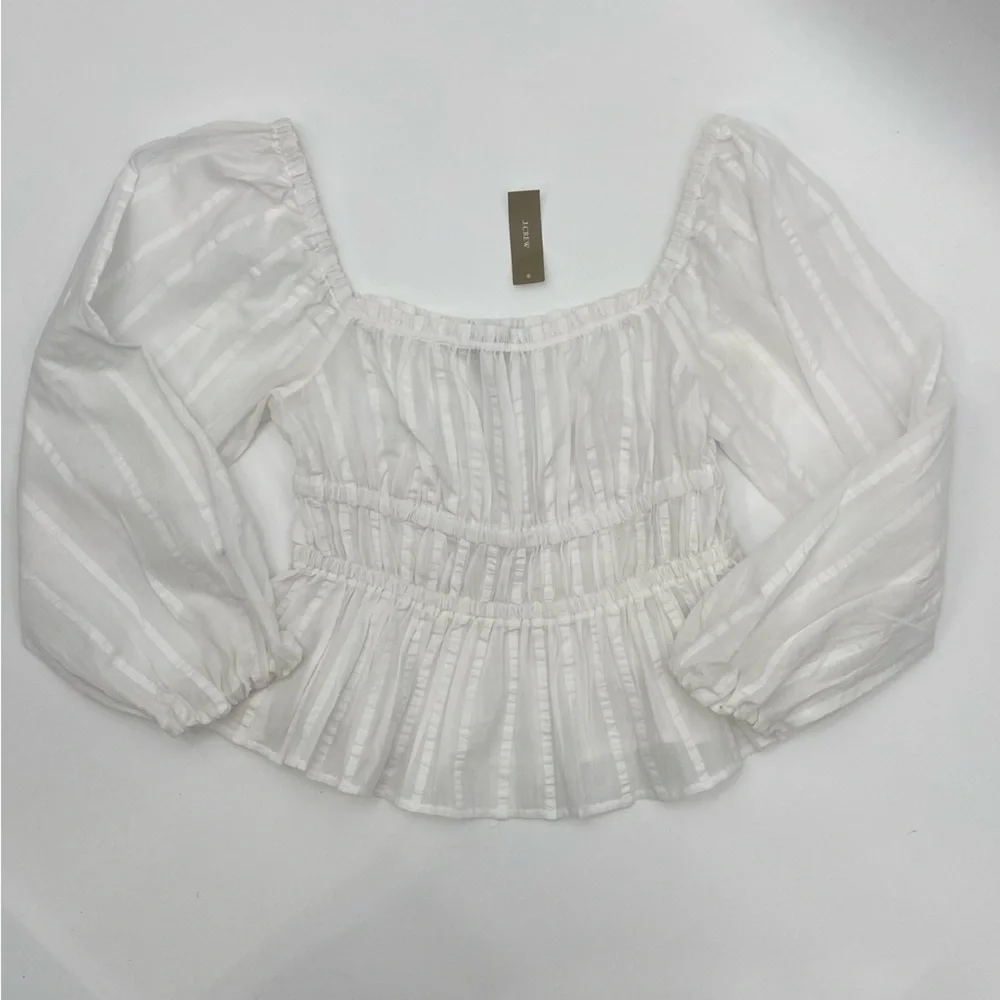 J.Crew White Cotton Puff Sleeve Blouse size S