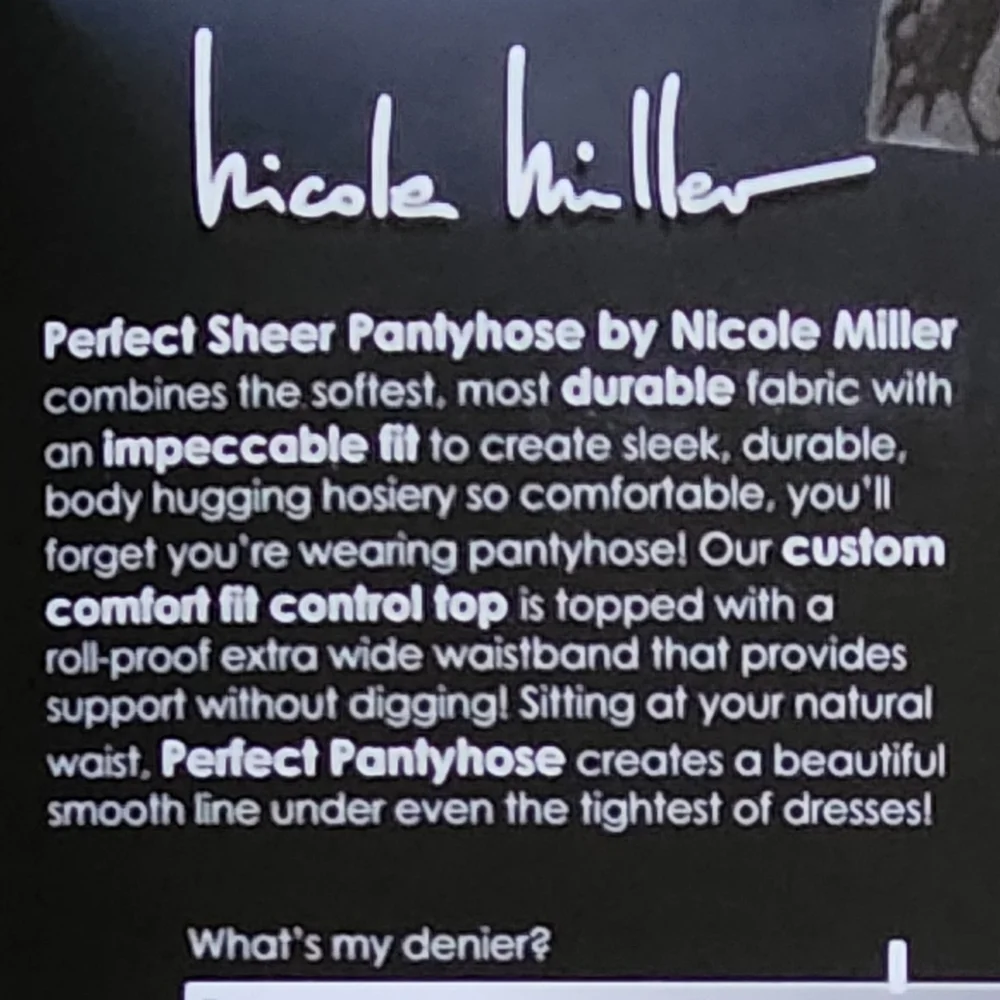 Nicole Miller Pantyhose Size AB in Black