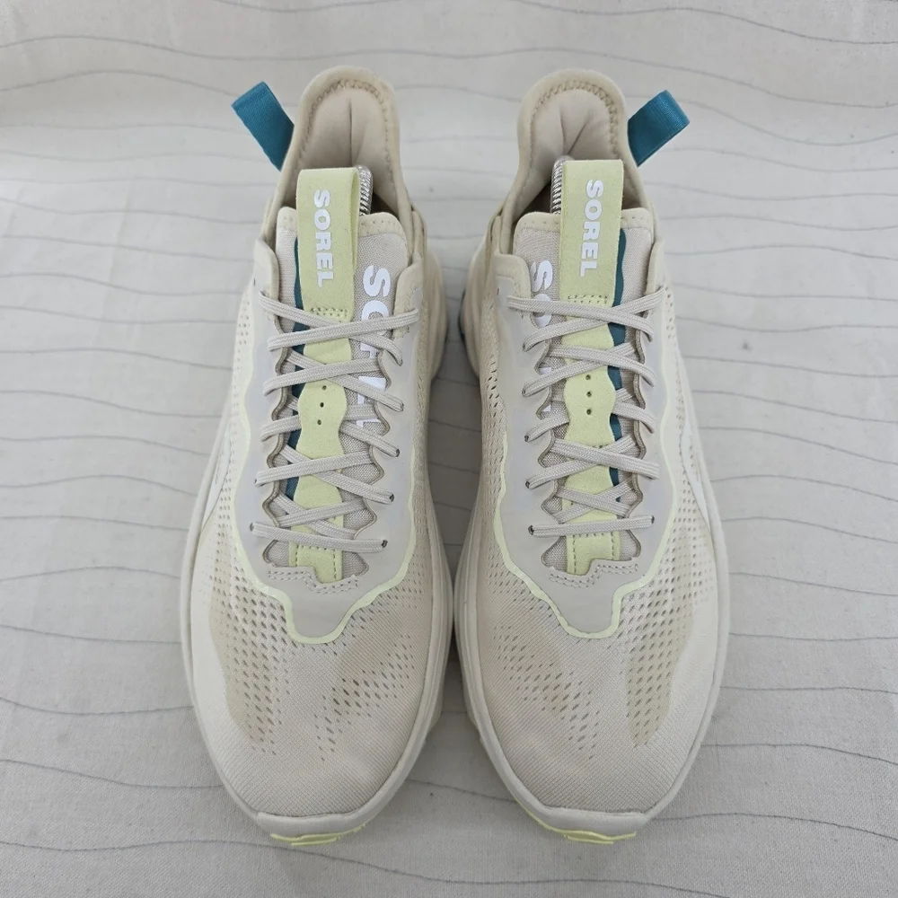 Sorel Womens Kinetic Breakthru Tech Cream Teal Trail Running Shoes Size 9.5 EUC