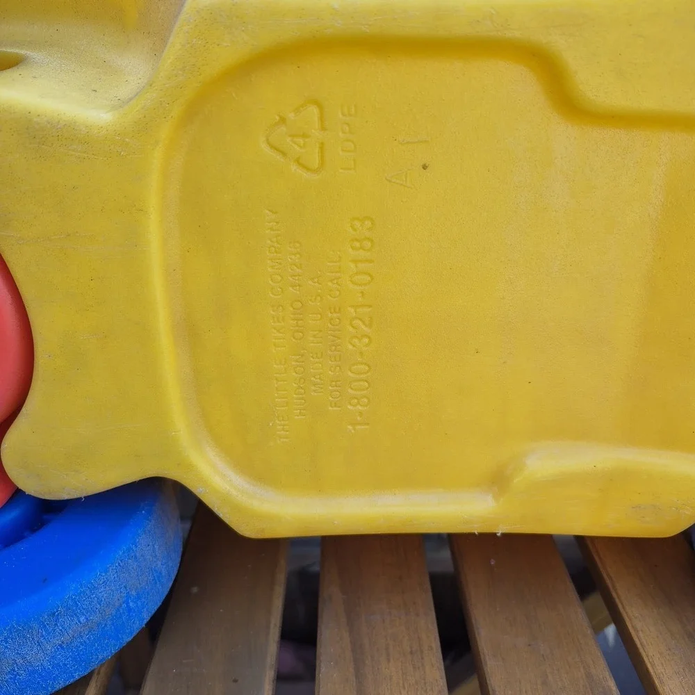 Vintage Little Tikes yellow race car Ride On Push Toy Roadster Made In USA