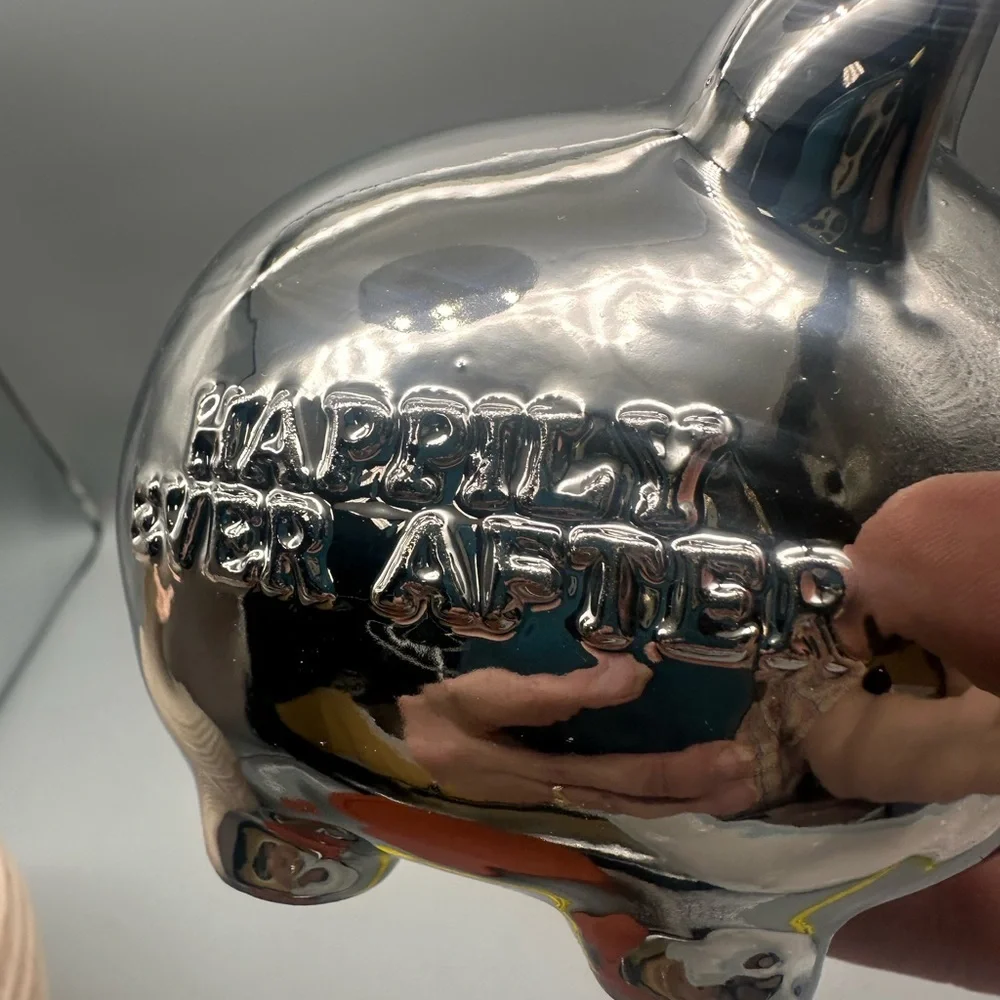 Three-Piece Silver Wedding Piggy Bank Set by MichelDesigns