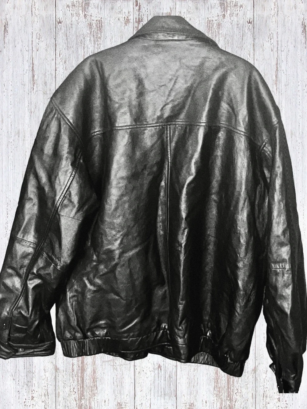 EUC Vintage Boston Outfitters Black Leather Bomber Jacket Size XXL