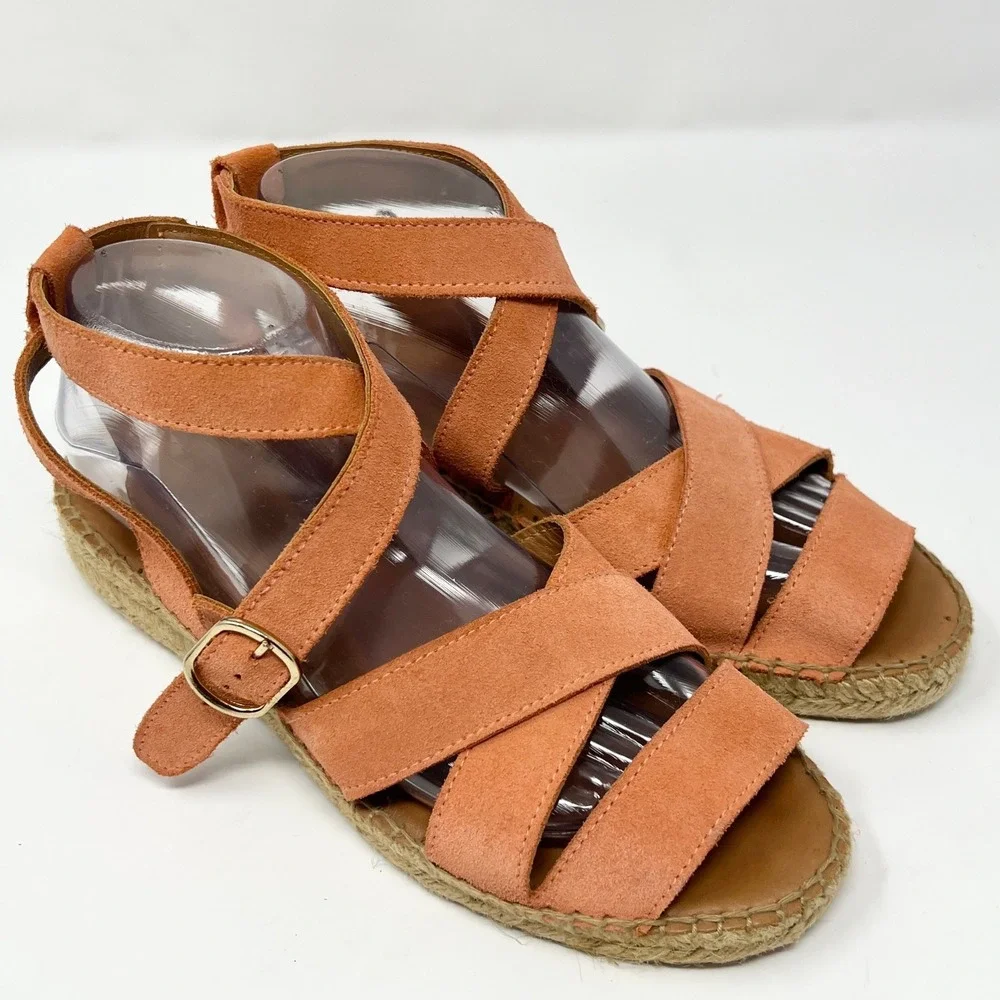 NAGUISA Mediterranean Women's Abisal Espadrilles Sandals Leather Strap Size 9.5