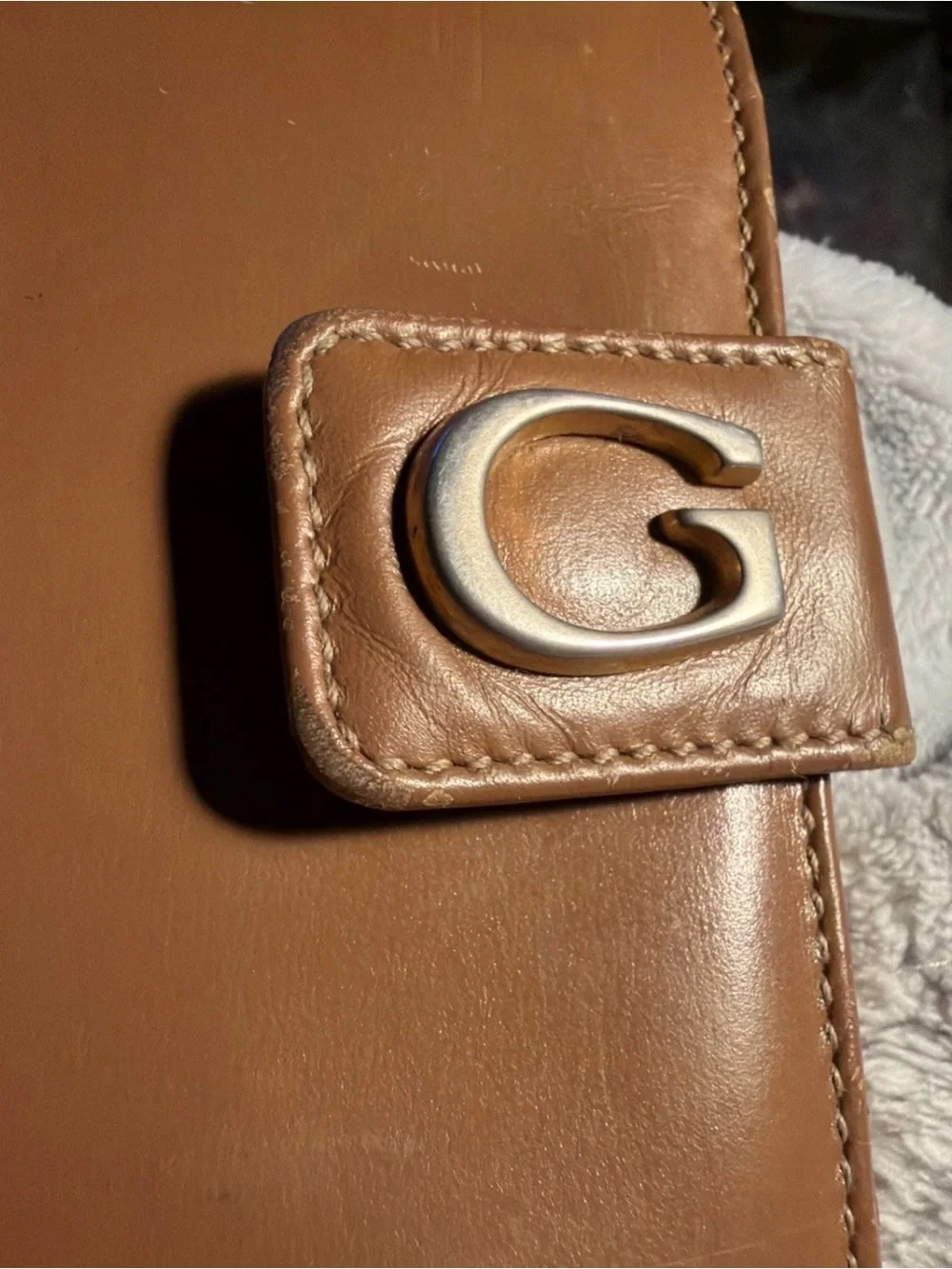 Gucci Cognac Leather Card Case with Gold Foil Logo Vtg