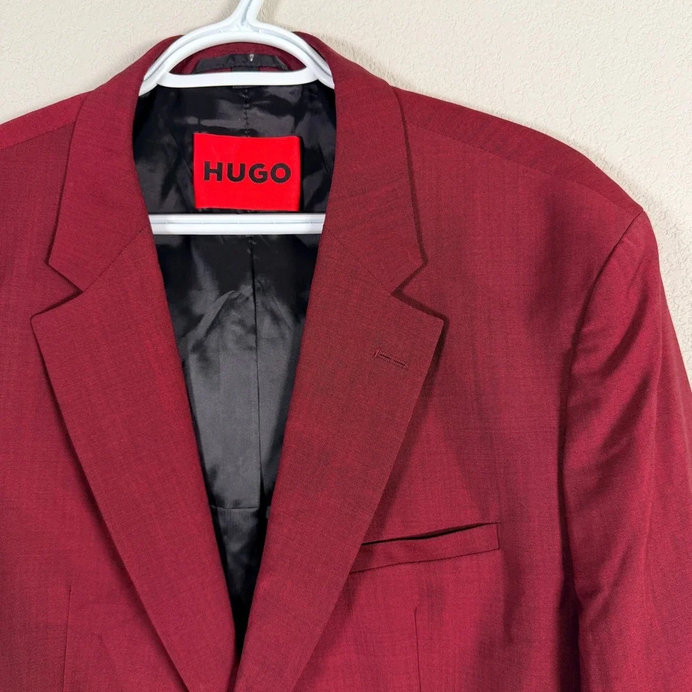 Hugo Boss Modern Fit Performance Super Flex Suit Jacket Blazer Mens 42S Red NWT