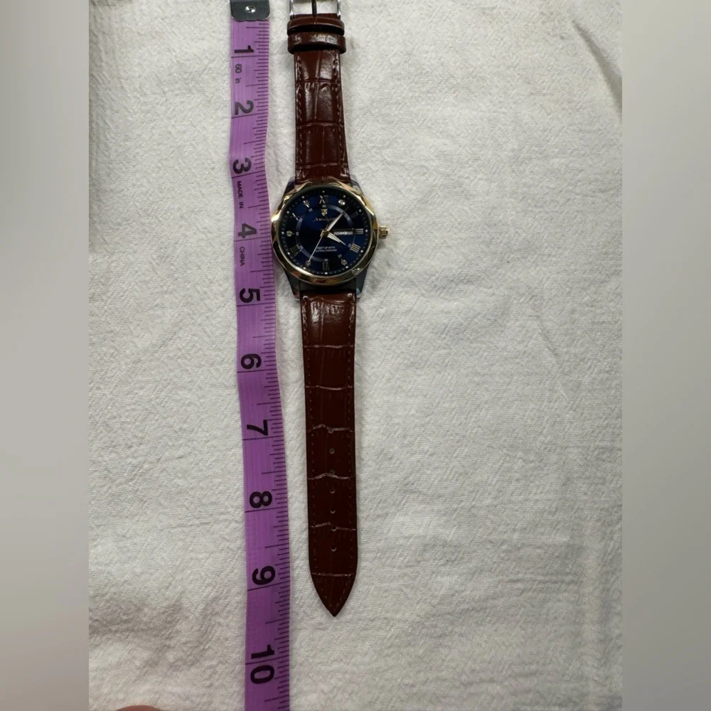Blue Quartz Watch for Men Leather Band Waterproof Luminous Date Week NEW
