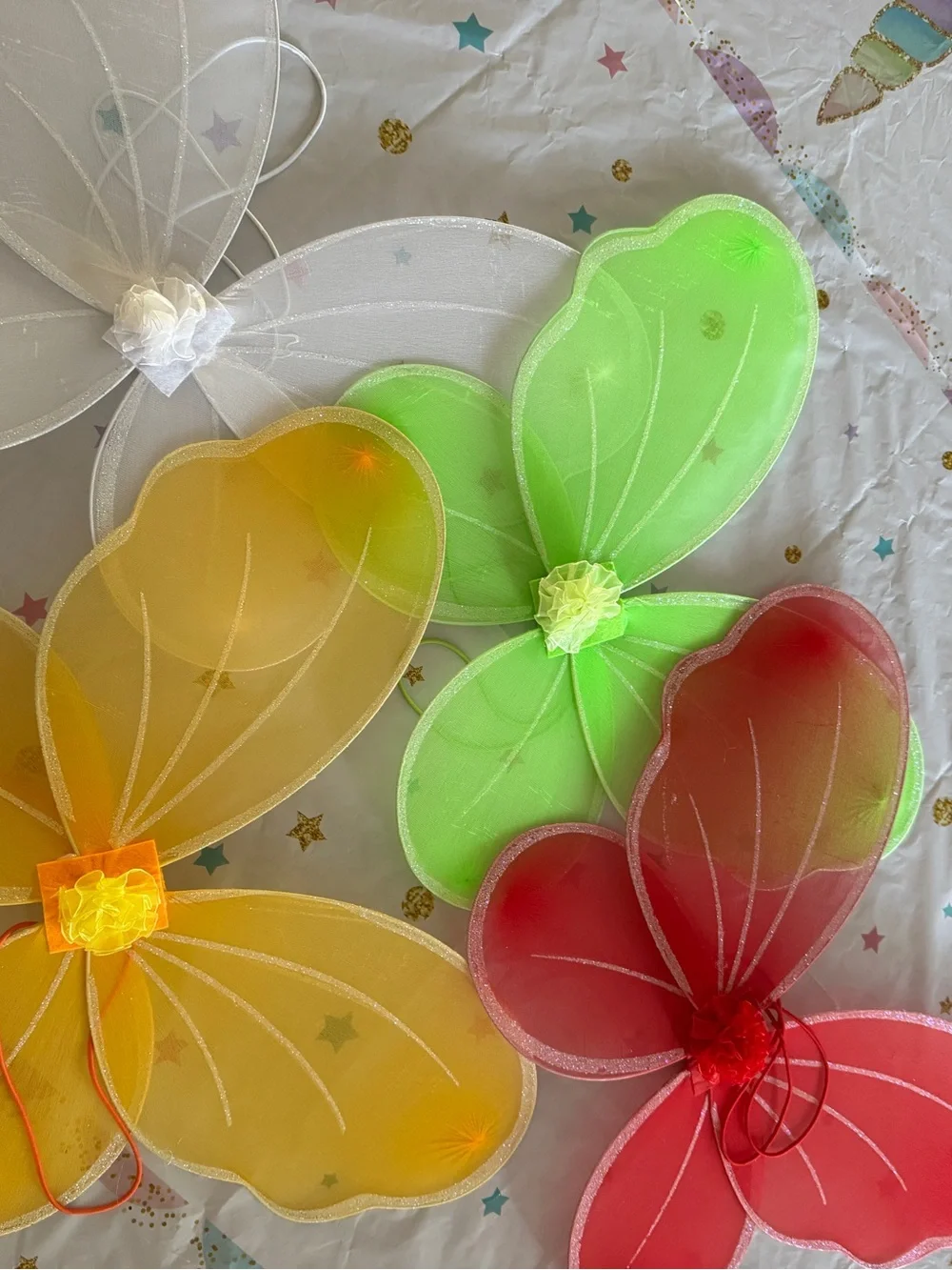 BRAND NEW Party Fairy Wings Set in White, Green, Yellow, Red - Unbranded
