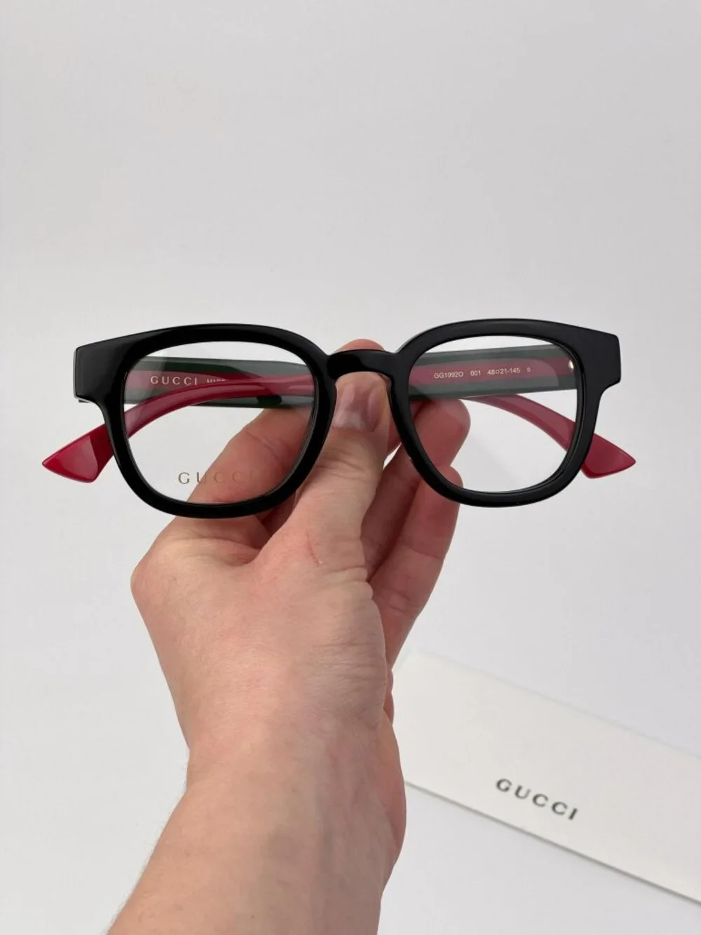 Gucci Men’s Eyeglasses | Black Green Square Frame | GG1992O 001 | NEW AUTHENTIC