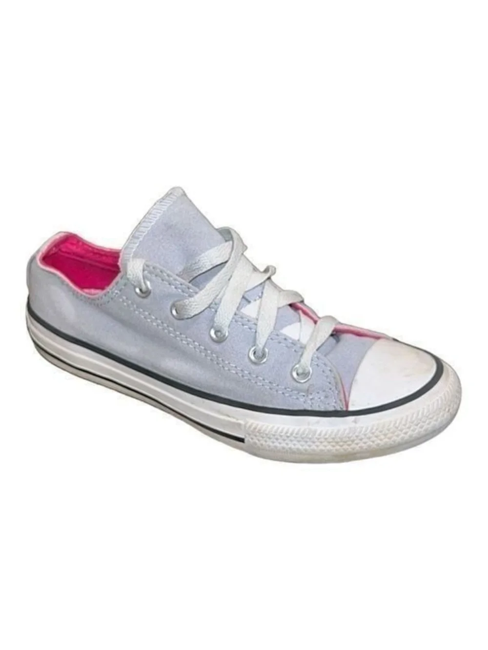 Junior Converse All Star Low Top Sneakers Gray Pink Girls Size 2 Shoes