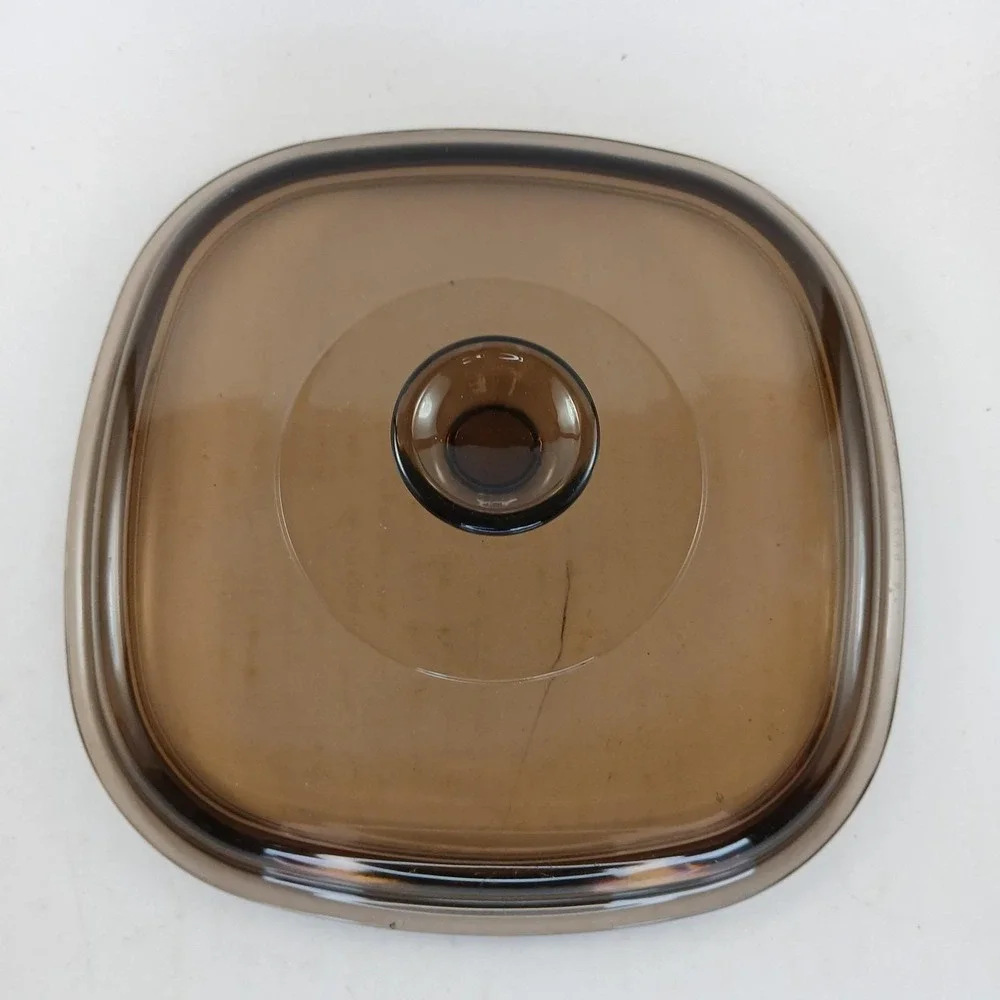 Pyrex Corning Ware 14 A9C Square Replacement Lid Only Amber Glass No Chips Vtg