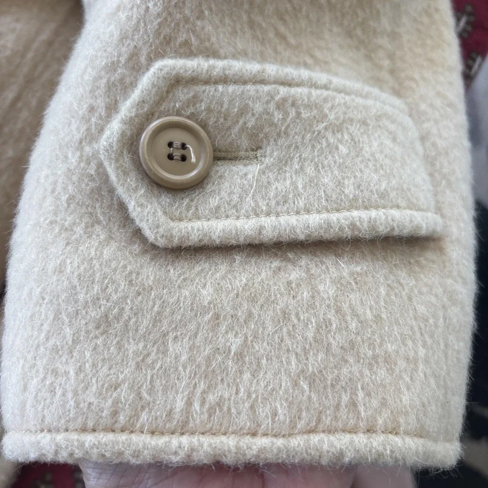 VTG Benard Harve Benard Long Wool Trench Coat Women SZ 12 Hidden Buttons Classic