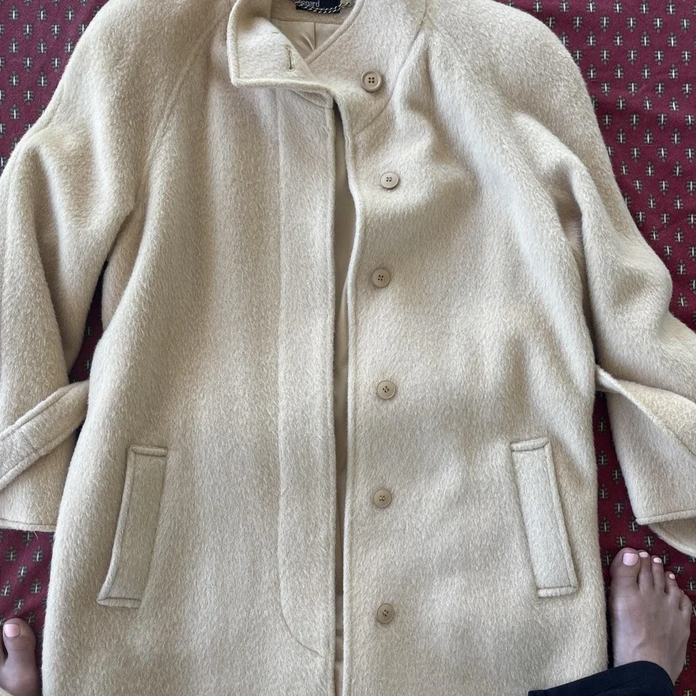 VTG Benard Harve Benard Long Wool Trench Coat Women SZ 12 Hidden Buttons Classic