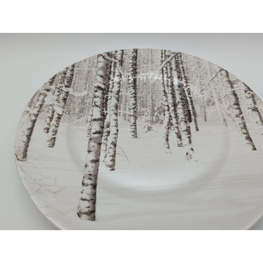 Pier 1 Snow Forest Dinner Plate Birch Winter